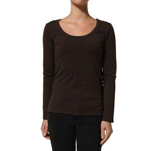 Alpha Massimo Rebecchi Brown Long Sleeves Round Neck Women's Top